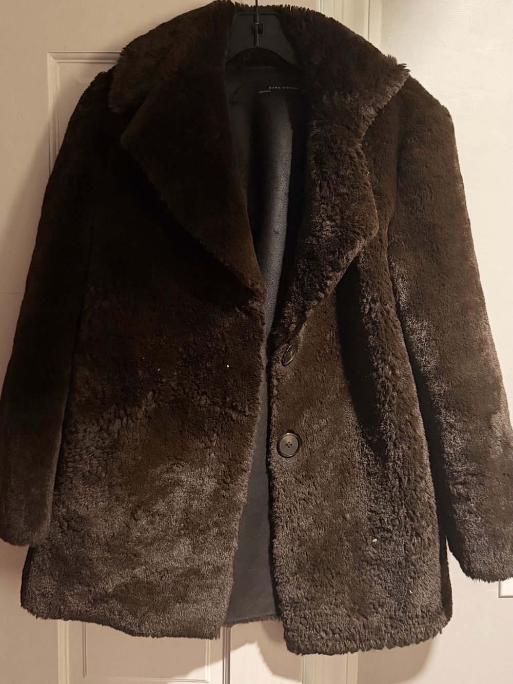 Zara Dark Brown Teddy Faux Fur Jacket